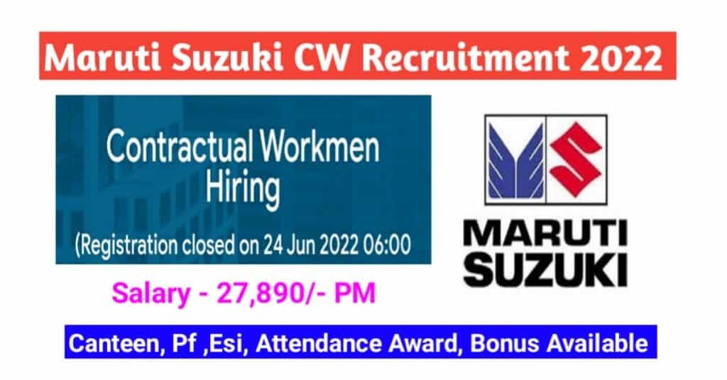 Maruti Suzuki CW Registration Last Date 24 Jun 2022