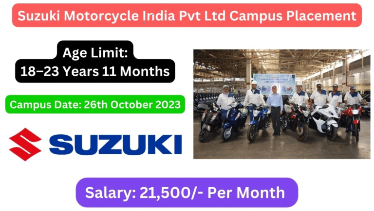 Suzuki Motorcycle India Pvt Ltd Campus Placement 2023