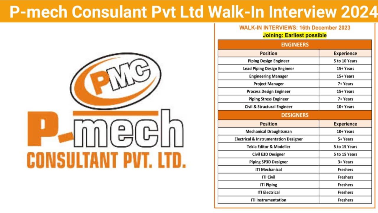 P-mech Consulant Pvt Ltd Walk-In Interview 2024
