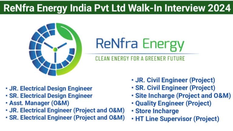 ReNfra Energy India Pvt Ltd Walk-In Interview 2024