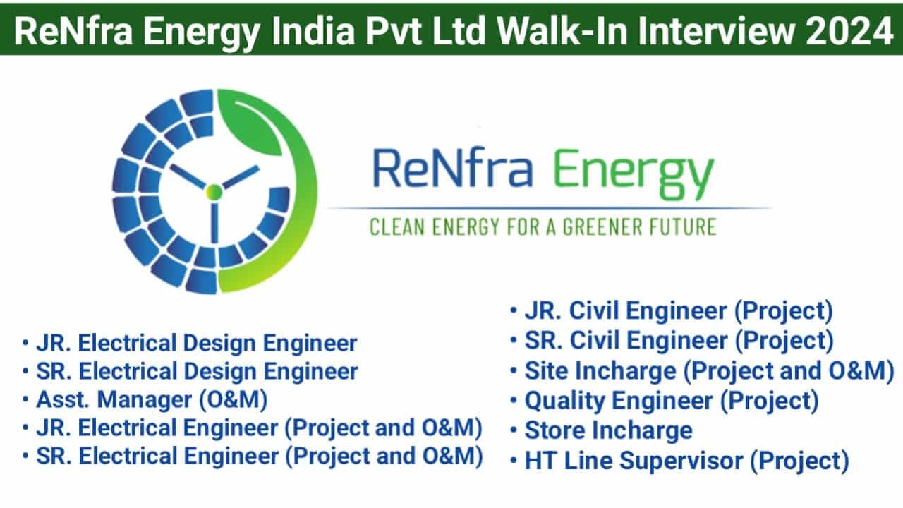 ReNfra Energy India Pvt Ltd Walk-In Interview 2024