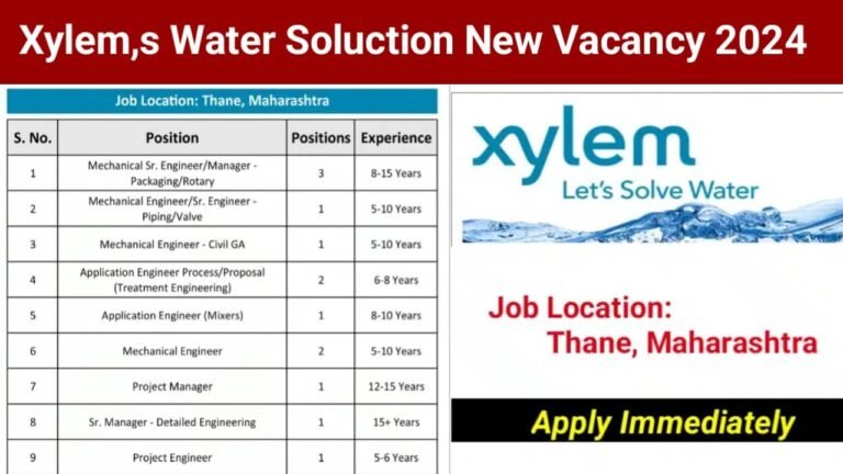Xylem,s Water Soluction New Vacancy 2024