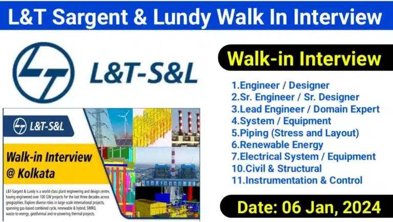 L&T Sargent & Lundy Walk-In Interview 2024