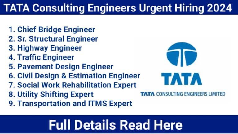 TATA Consulting Engineers Urgent Hiring 2024