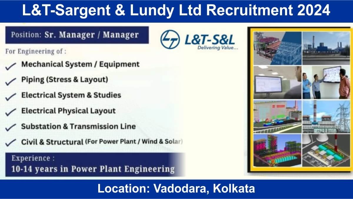 L&T-Sargent & Lundy Ltd Recruitment 2024