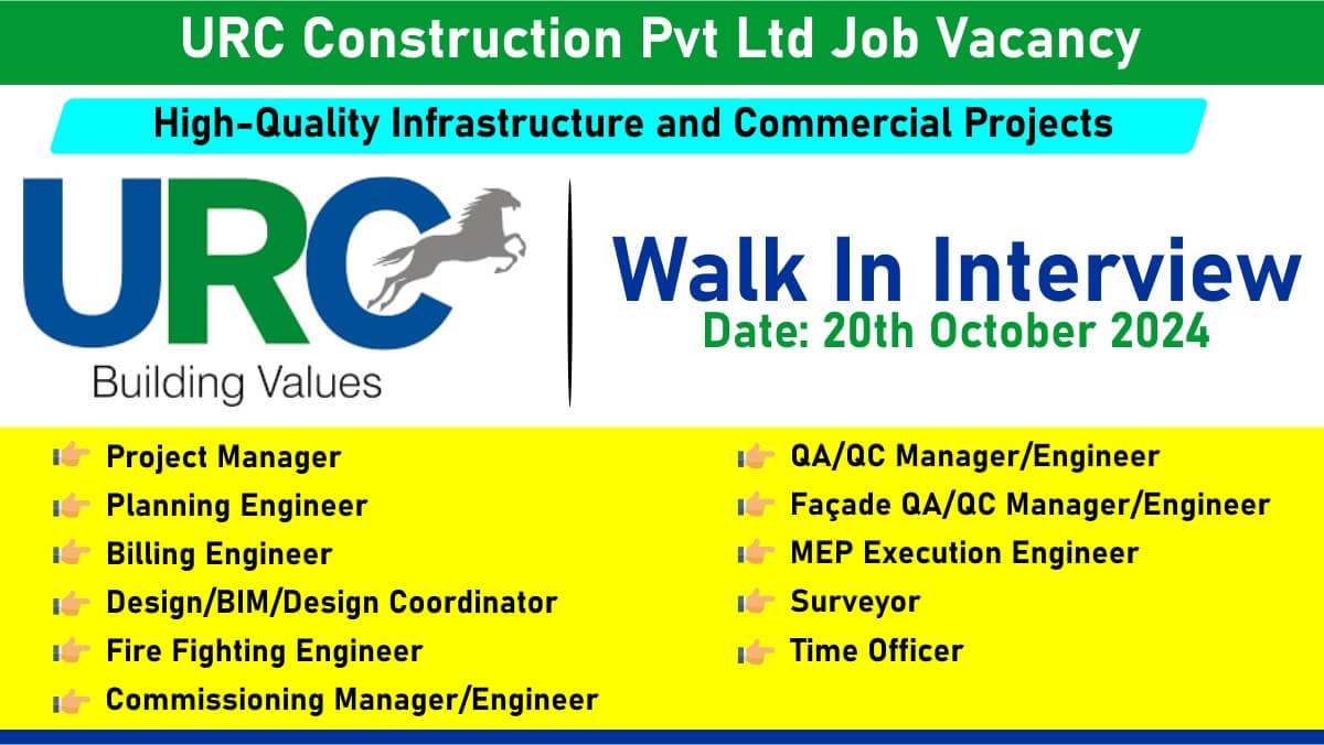 URC Construction Pvt Ltd Job Vacancy: Recruitment for Multiple Positions in High-Quality Infrastructure and Commercial Projects