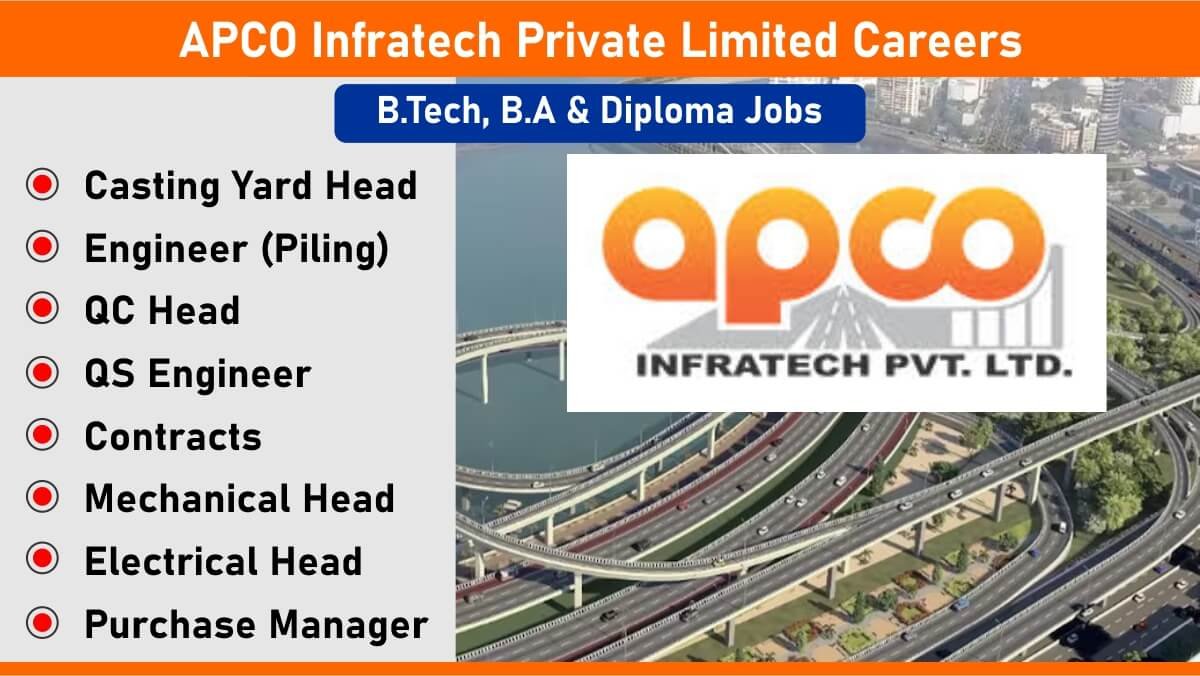 APCO Infratech Private Limited Careers: Recruitment for Multiple Positions in Coastal Road Project | B.Tech, B.A & Diploma Jobs