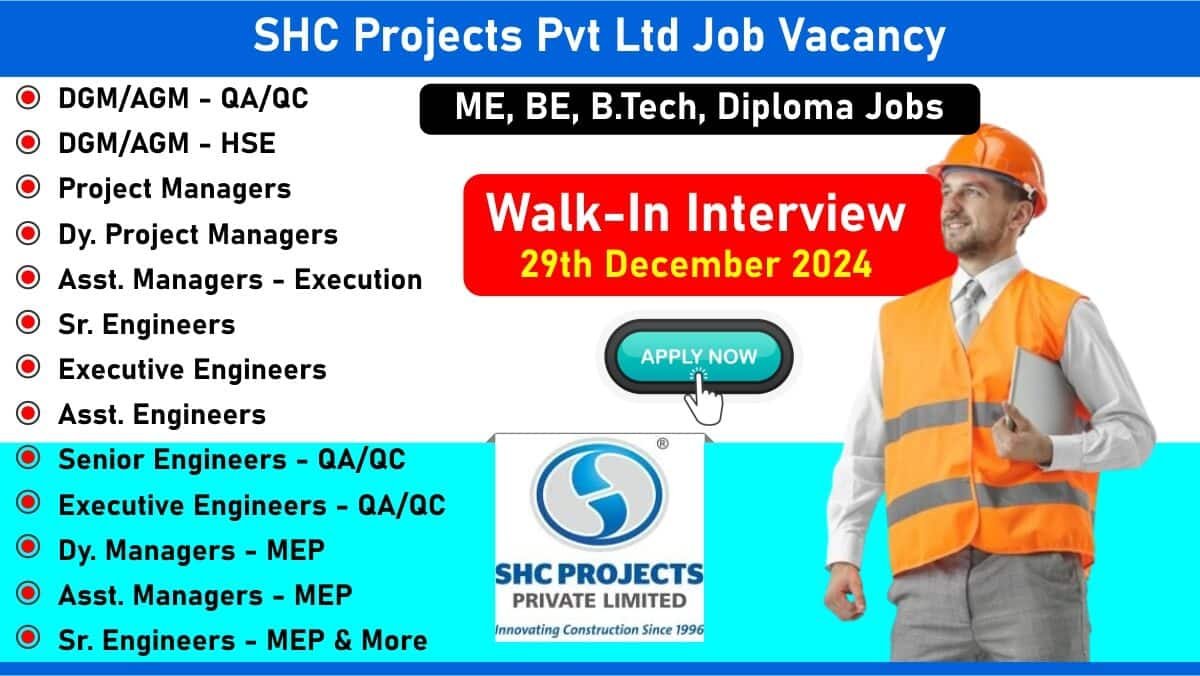 SHC Projects Pvt Ltd Job Vacancy: Recruitment for Multiple Positions in Ahmedabad | upcoming commercial, residential, and institutional projects in Gujarat