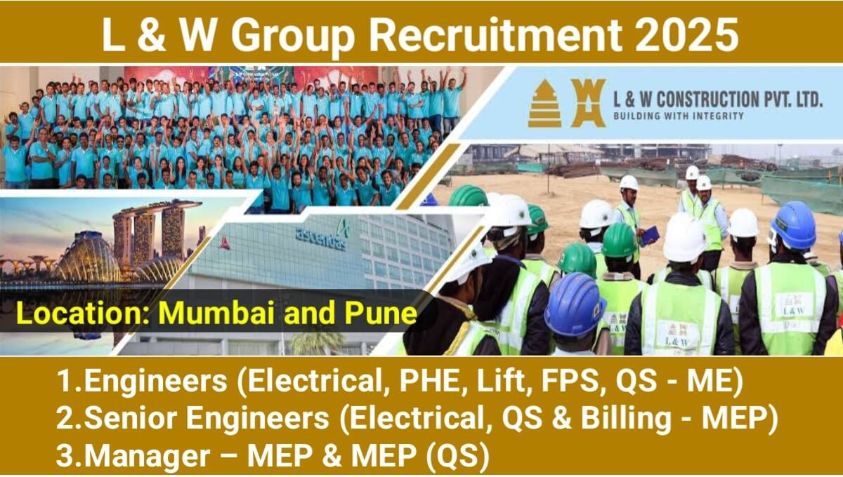 L & W Group Recruitment 2025 Job Location: Mumbai and Pune