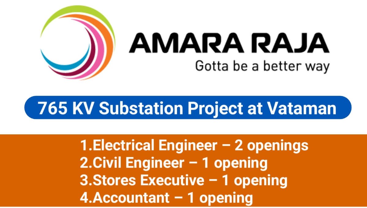 Amara Raja Vacancy 2025 | Electrical Engineer, Civil Engineer, Accountant Job