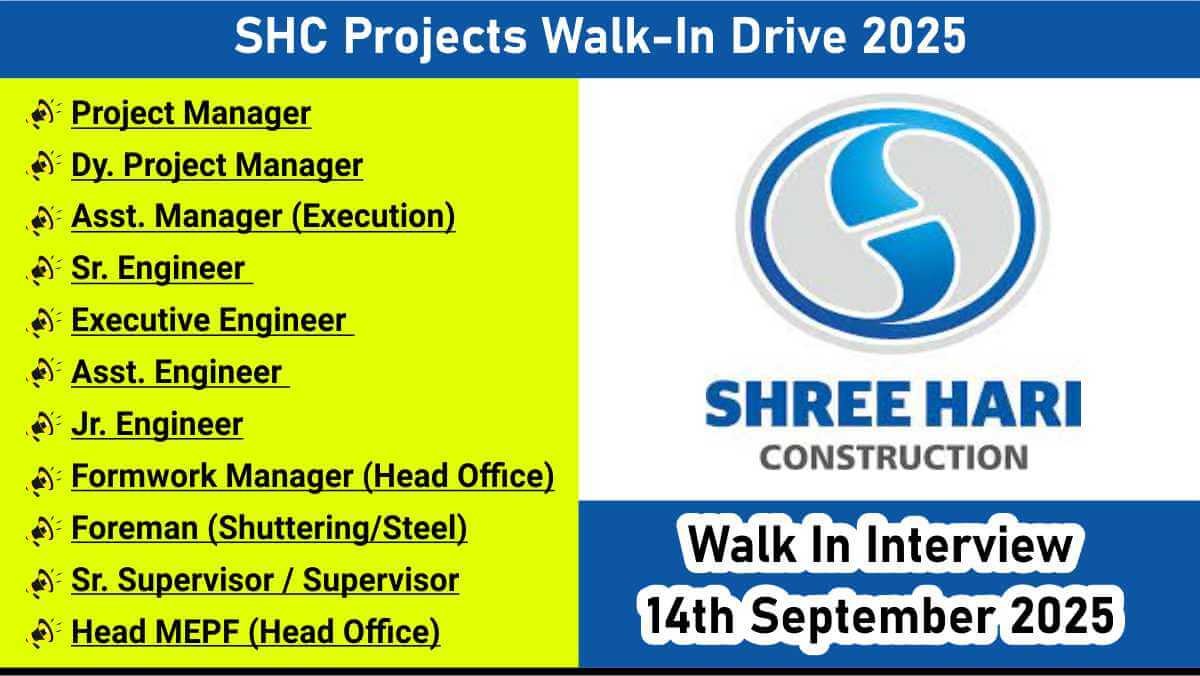 SHC Projects Private Limited Vacancy | ITI, Diploma and Degree