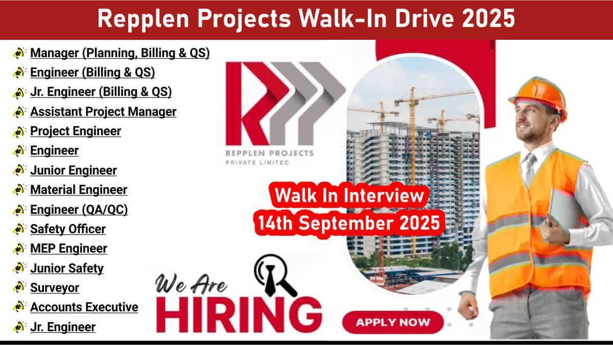 Repplen Projects Pvt Ltd Walk In Interview | High-rise Building Projects across India