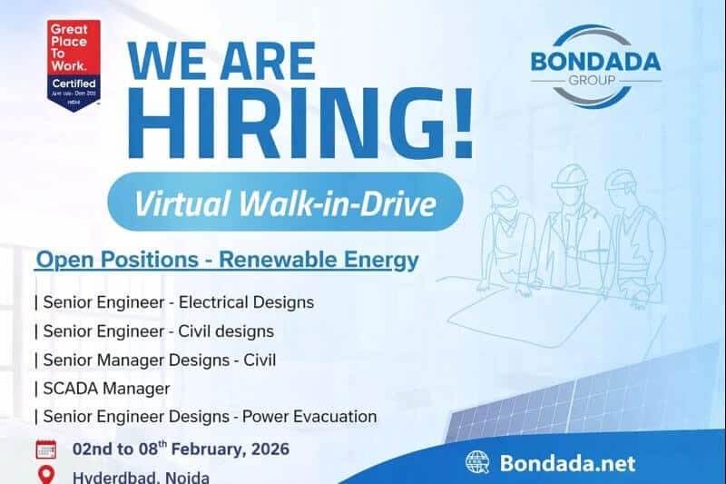 Bondada Group Vacancy | Renewable Energy Projects | Apply Immediately